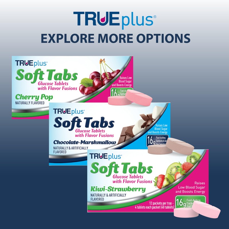 TRUEplus Soft Tabs Glucose Tablets, Chewable, Chocolate Marshmallow Flavor, 16g