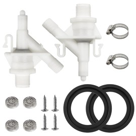 Funmit Upgraded 2 Pcs 385311641 RV Toilet Water Valve Kit and 2 Pcs 385311658 Flush Ball Seal Replacement for 300 310 320 RV Toilets, Pedal Flush Marine Toilet for Camper