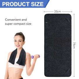 VIVOTE Microfibre Gym Towel Super Sweat Absorbent & Breathable Sports Towels Lightweight Quick Dry Travel Towel Sweat Towel for Camping Swimming Yoga 3 Pack 33 x 74 CM Black