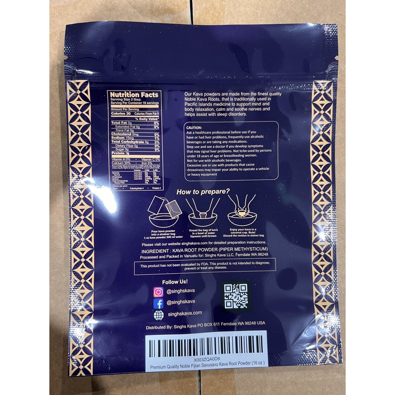 SINGHS Premium Quality Noble Fiji Kava - SAVUSAVU KAVA (16oz)