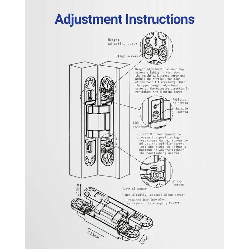Upgraded Hidden Door Hinges Invisible Hinges, 7" Zinc Alloy Concealed
