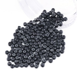 Vlasy 200Pcs Nano Rings Silicone Beads for Nano Tip Nano Ring Human Hair Extensions 5 Color Optional (Black)