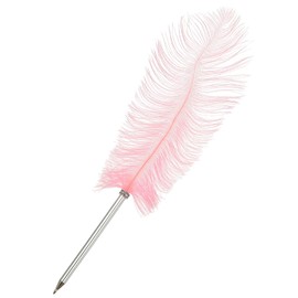 PATIKIL 30cm/12 Feather Ballpoint Pen, 1 Pcs Ink Vintage Quill Pen Refined Plated Dip Pen for Calligraphy Writing Signature Wedding Gift, Light Pink