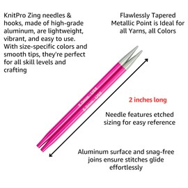 KnitPro Zing Mini Set 2 inch Circular Knitting Needles Size 2.5, 4, 5, 6, 7, 8, 9, 10 Interchangeable, 4 Cables, 4 Caps, 2 Keys, Fabric Case with Project Bag