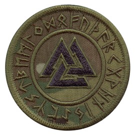 2AFTER1 Multicam Valknut Viking Norse Runic Heathen Pagan Odin God Rune Morale Tactical Fastener Patch