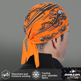 DANLCUPL DOO Rags Dew Rag Skull Cap Pirate Hat Cycling Bandana Motorcycle Biker Cooling Head Wrap Beanie Helmet Liner Skull Skeleton Pirate Yellow