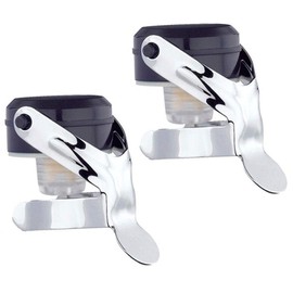 Euposia - Made in Italy - Set of 2 - Universal Wine & Champagne Stopper with BLOCKWAF System up to 6 ATM. - in Chrome Steel - Model 1920 Color with Stainless Steel Wing - (Black)