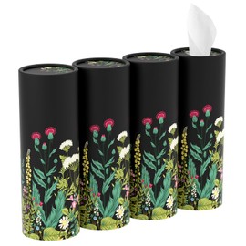 Gukeniu Tissue Boxes, Car Tissue Holder with Facial Tissues, 4 Pack Cylinder Tissue Holders for Car Cup, Refillable Travel Tissues Boxes, Cute Car Accessories Interior (Black Dandelion)
