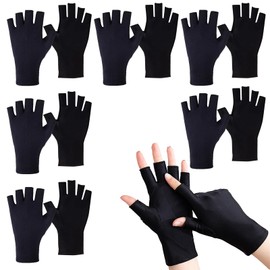 6 Pairs Fingerless Moisturising Cotton Gloves, Adult Half Finger Touchscreen Gloves, UV Gloves for Nails, UV Protective Gloves, Gloves for Eczema, Beauty, Hand Spa Treatment