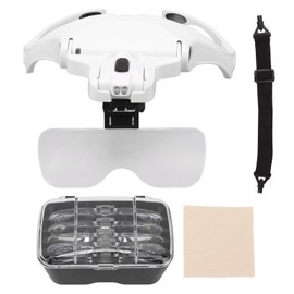 Headband Magnifier Hands Free 1X 1.5X 2X 2.5X 3 .5X Head Mount Magnifier with LED Light for Close Work Reading Sewing
