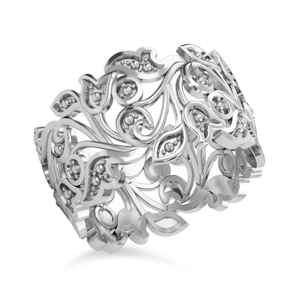 TJC White Diamond Leaf Ring for Womens for Nature Lover