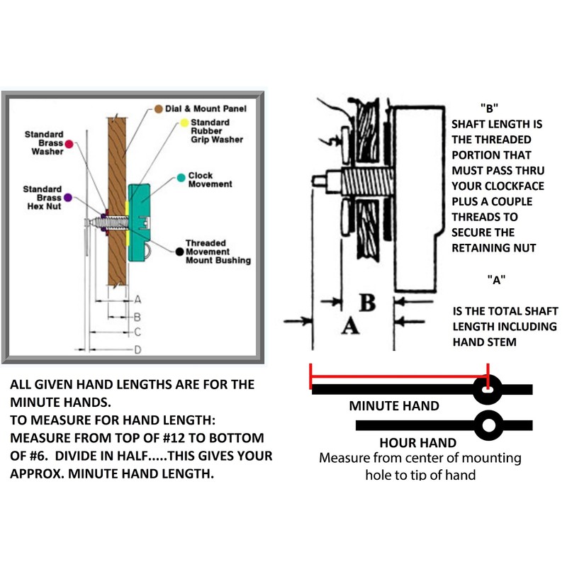 High Torque Quartz Clock Movement (Silent Sweep) Extended Shaft for