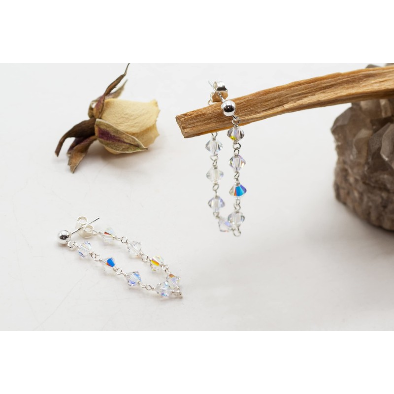 LTC Designs Sterling Silver Loop Drop Earrings Made With Austrian