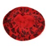ZLYC Womens Rabbit Fur French Beret Hat Leopard Print (Red)