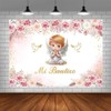 AIBIIN 7x5ft Mi Bautizo Backdrop for Girls God Bless First