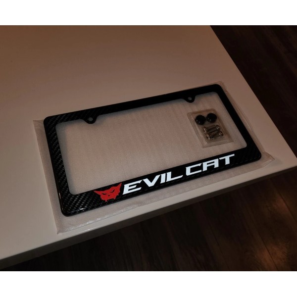Unbranded Evil Cat Premium 100% Carbon Fiber License Plate Frame Fits