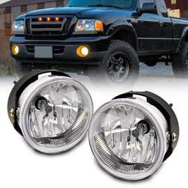 WEZEMLIGHT Fog Light Assembly Replacemen For 2007-2013 Ford Expedition / 2008-2011 Ford Ranger with H10 12V 42W Halogen Bulbs Include Wiring Harness Kit (Clear Lens)