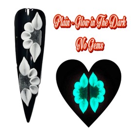 Set 32PCs Or 10Pcs 3D Sweet Season Poinettia (5 Petals) Flower Nail Art Charms Handmade by Acrylic Powder Design Acrylic Nail Art for Women Girls (White Glow In Dark No Gems-10Pcs)