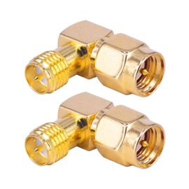 BOOBRIE 2-Pack SMA 90 Degree Adapter SMA Male to RP-SMA Female Right Angle Connector SMA Elbow RF Coax Adapter for FPV Drone Wi-Fi Antenna Signal Booster Repeaters Radio