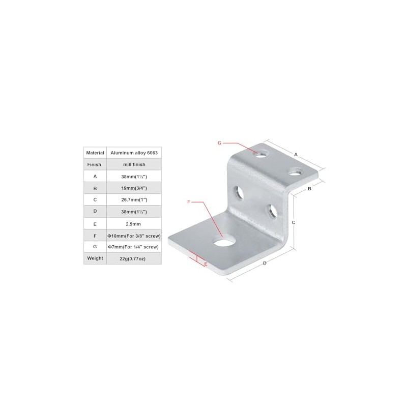 MOUNTAIN_ARK 20 Pack Aluminum Z-Bracket, Short Leg Offset Frame Mounting