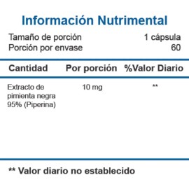 Essentials Bioperina 60 Tabletas 10mg Sabor Sin sabor