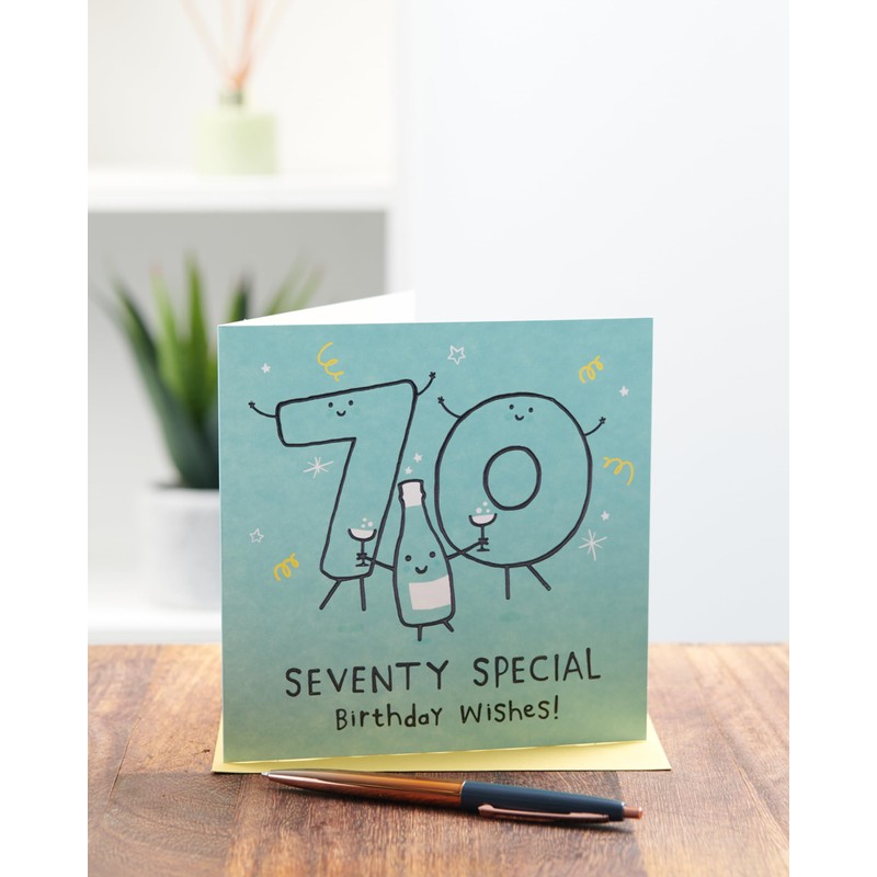 UK Greetings 70th Birthday Card for Him/Her/Friend - Blue Design