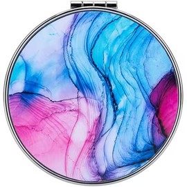 mpowtech Pocket Mirror,Compact Vanity Mirror,Small Travel Mirror with 2 x 1x Magnification,Handheld Double-Sided Purse Mirror for Daily,Cosmetic Mirror for Gift Travel Essentials(Round Marble)