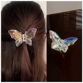 Dervivea Butterfly Hair Clip Claw Acrylic Butterfly Hair Claw Clip Large Transparent Butterfly Hair Clips Non-Slip Hair Clip Clear Acrylic Hair Clip Decorative Hair Accessories