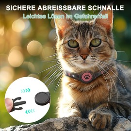 Airtag Breakaway Cat Collar, Reflective Kitten Collar with Airtag Holder and Bell, Comfortable Padding, Adjustable, Durable, Suitable for Cats (Rose, S)