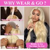 LuAiJa 34 Inch Blonde Lace Front Wig Human Hair 200%