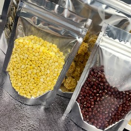 PERCUST 30 Pcs Aluminum Bags with Zipper, Freestanding, Coffee Bean Bags, Divided Bags, Food Grade Plastic Bags, Freezer, Refrigerator, Storage, Aluminum, Zipper Bags, Vacuum Packing, Storage Bags (7.1 x 10.2 inches (18 x 26 cm) - 30 Pieces)