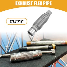 Partuto 1 Pc 2"x8"x12" Universal Exhaust Flex Pipe - Stainless Steel