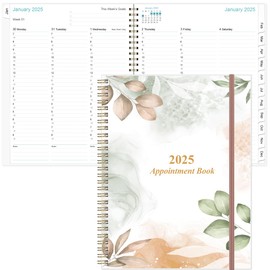 2025 Appointment Book & Planner - 8.5" x 11" Daily Hourly Planner 2025 from January 2025 - December 2025, Weekly Appointment Book with 30-Minute Interval, Rose Leaf
