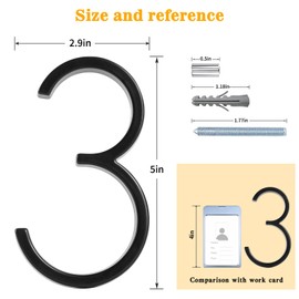 5" Floating Stainless Steel Address House Number, Modern Metal Anti-Rust House Numbers with Nail Kits for Door Garden Mailbox Decor Visibility Signage (3)