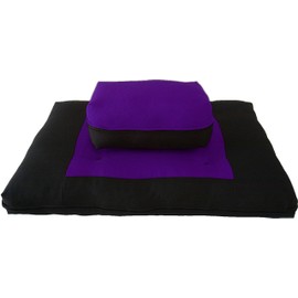 D&D Futon Furniture Zabuton Zafu Set, Yoga, Meditation Seat Cushions, Kneeling, Sitting, Supporting Exercise Pratice Zabuton & Zafu Cushions. (Purple)