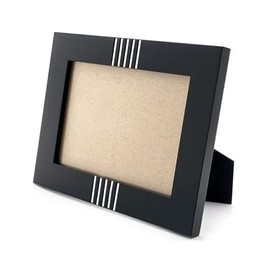 Porta Retrato, marco para fotos, de Madera, color Negro, modelo Rayado, 5x7