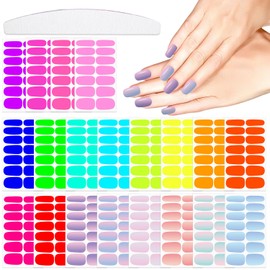 YECIRALA 20 Sheets 280 Pcs Fluorescent Solid Nail Polish Strips for Women Girls Nails, and Gradient Nail Polish Stickers Full Nail Wraps Multiple Color Stick On Nails Self Adhesive Gel Nail Strips
