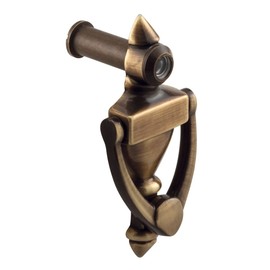 Defender Security S 4228 Knocker and Viewer, 4-Inch Height, Standard, Antique Brass, Finish, Pack of 1