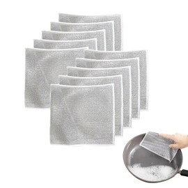 ZNDFTW 10 Pcs Wire Dishwashing Rags, Non Scratch Wire Dishcloth, Wire Cleaning Cloths, Non-Scratch Wire Cleaning Cloths Reusable Kitchen Cleaning Wire Dish Towels Dish Cloths for Home Kitchen