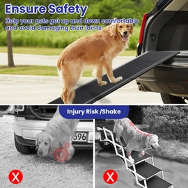 Dog Ramp for Car, 67''x 17'' Extra Long Folding Dog Ramp, Pet Ramp for Large Dogs with Non-Slip Rug Surface, Portable Dog Steps Up to 250LBS, Outdoor Dog Ramp for Car, High Bed Couch