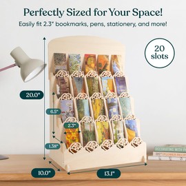 YOPPIX 20 Pockets Bookmark Display Stand, Portable Bookmark Holder, Sticker Holder, Greeting Card Display for Craft Fairs, Vendor Booths, Retail Store
