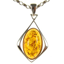 SA Necklaces Baltic amber and sterling silver 925 cognac pendant (no chain)