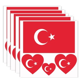 20 PCS Turkey Flag Tattoo,Turks Turkish Banner Tattoos Decoration Decal, Rectangle Heart Waterproof Sticker for Party Parade