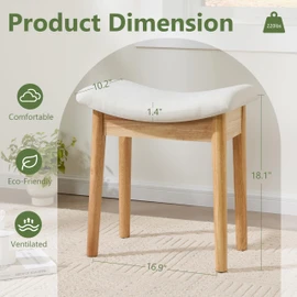 Royal Windsor Vanity Stool with Saddle Cushion, 18 Inch Makeup Vanity Chair for Living Room, Morden Foot Stool Ottoman Piano Bench,Small Upholstered Bench for Bedroom, Beige