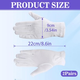 Domicubes 2 Pairs of White Gloves with Buttons, Polyester Thin Glove Parade Glove Etiquette Gloves for Men and Women for Formal Tuxedos, Ceremonial Team Uniforms, Santa Claus, White