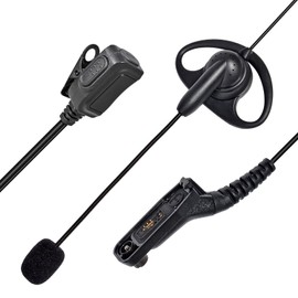 UAYESOK 2 Way Radio Earpiece, D Shape Walkie Talkie Headset Multi Pin with Swivel Boom Mic PTT for Motorola DP3400 DP4400 DP4600 DP4800 DP4801XiR P8268 XPR6300 Security Police Radio Accessories