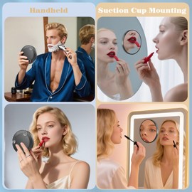 30X Magnifying Mirror, 4.5IN Round 30X Travel Magnified Mirror with 3 Suction Cups, Wall Mounted Makeup Magnifying Glass 30times High Magnification - Perfect for Handheld Detail Makeup/Shaving, 1PCS