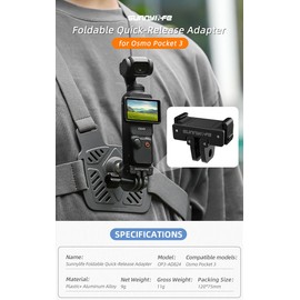 Lokyoyo Foldable Quick Release Adapter for OSMO POCKET 3, Tripod Adapter with 1/4 Screw, Expansion Adapter Mount Compatible with Pocket 3 Accessories
