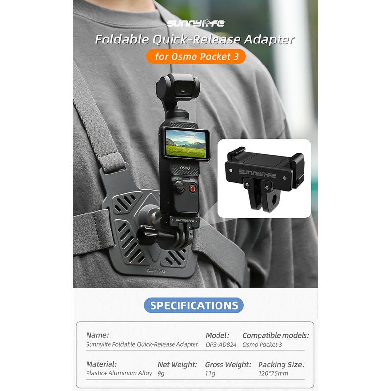 Lokyoyo Foldable Quick Release Adapter for OSMO POCKET 3, Tripod