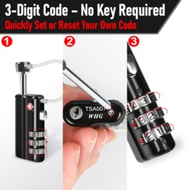 Gun Lock TSA Combination Locker, with 10mm Shackle Resettable Code, Alloy Keyless Cut-Resistant Design, Travel Security, Storage Accessory, Pistol Case/Box Fit, Luggage Protection, Safe Compatibility